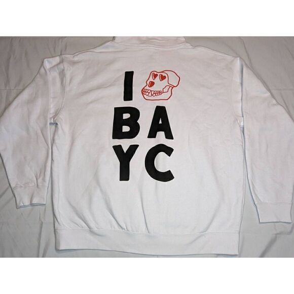 BORED APE YACHT COMPANY I LOVE BAYC APE FEST 2021 EXCLUSIVE WHITE HOODIE XL - Picture 1 of 6